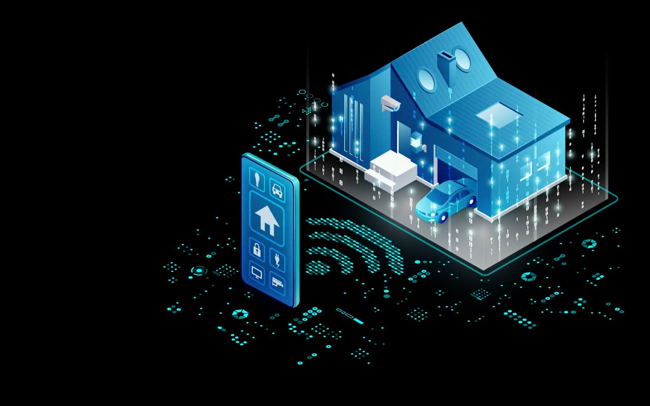 Illustration d’une maison et de ses équipements connectés